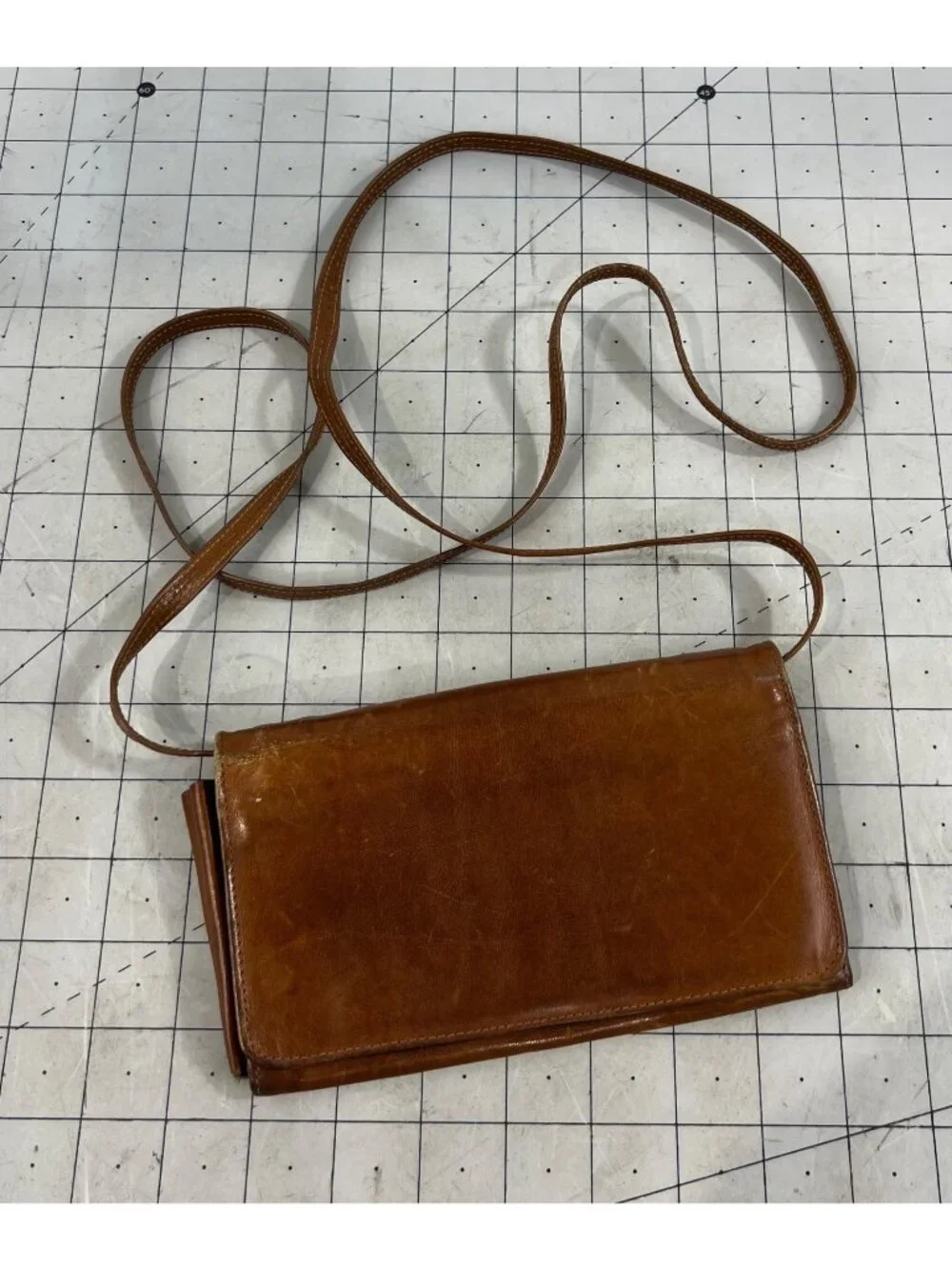 G.H. Bass & Co. Brown Leather Wallet Crossbody Bag Full Grain Leather vintage - Picture 1 of 10